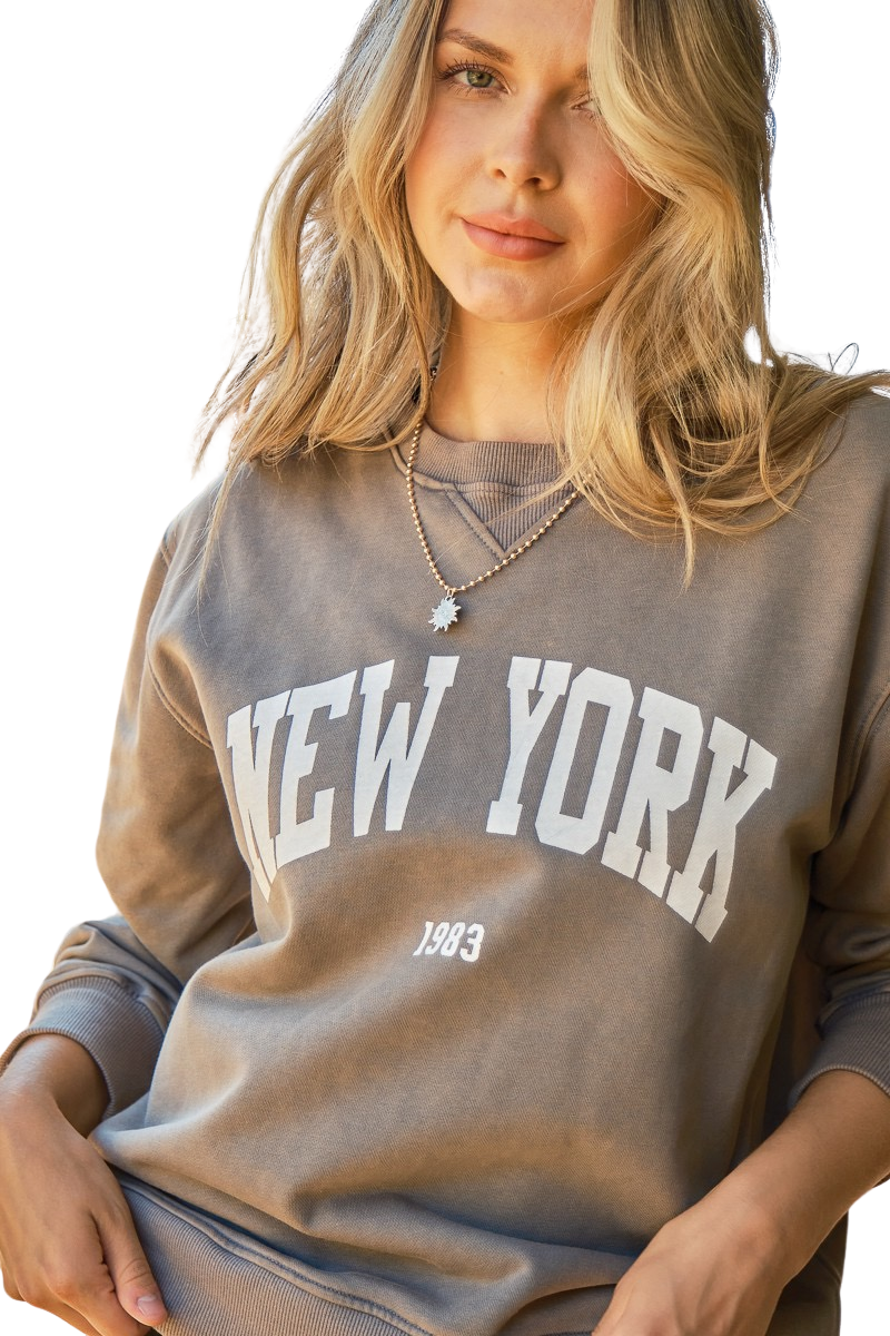 Apparel- And The Why Washed New York Pullover Sweatshirt