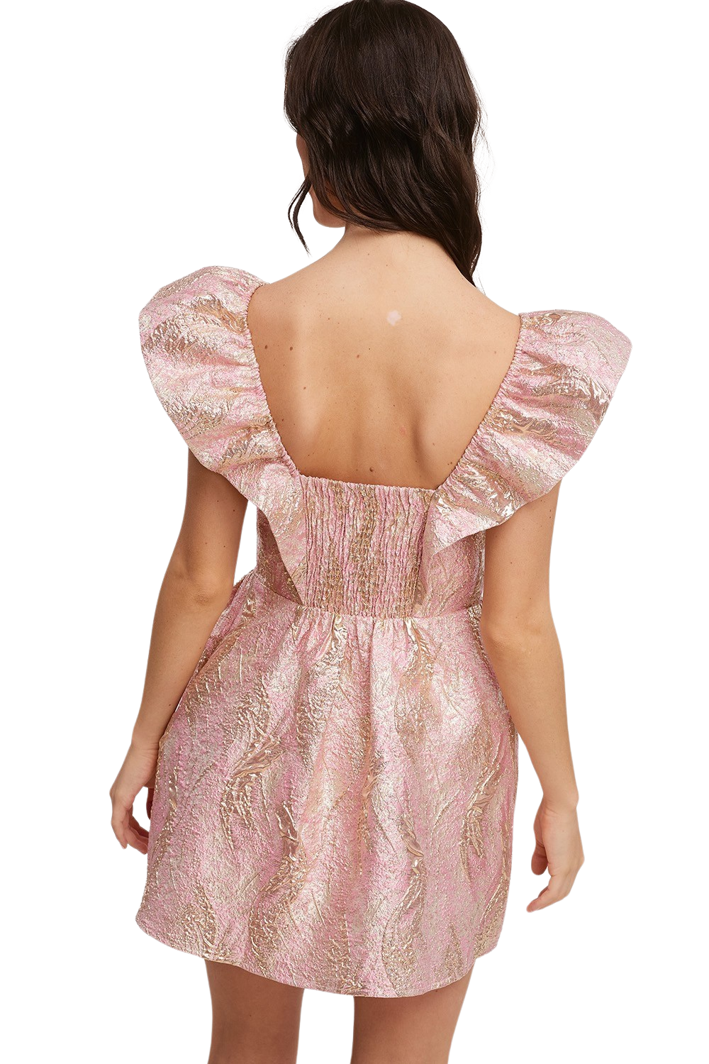 Apparel- Fanco Textured Flutter Sleeve Dress