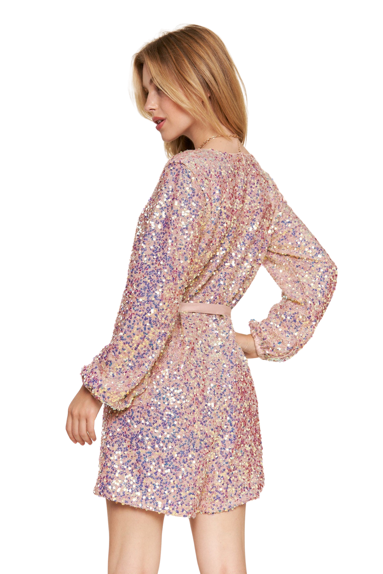 Apparel- And The Why Satin Sash Sequins Romper