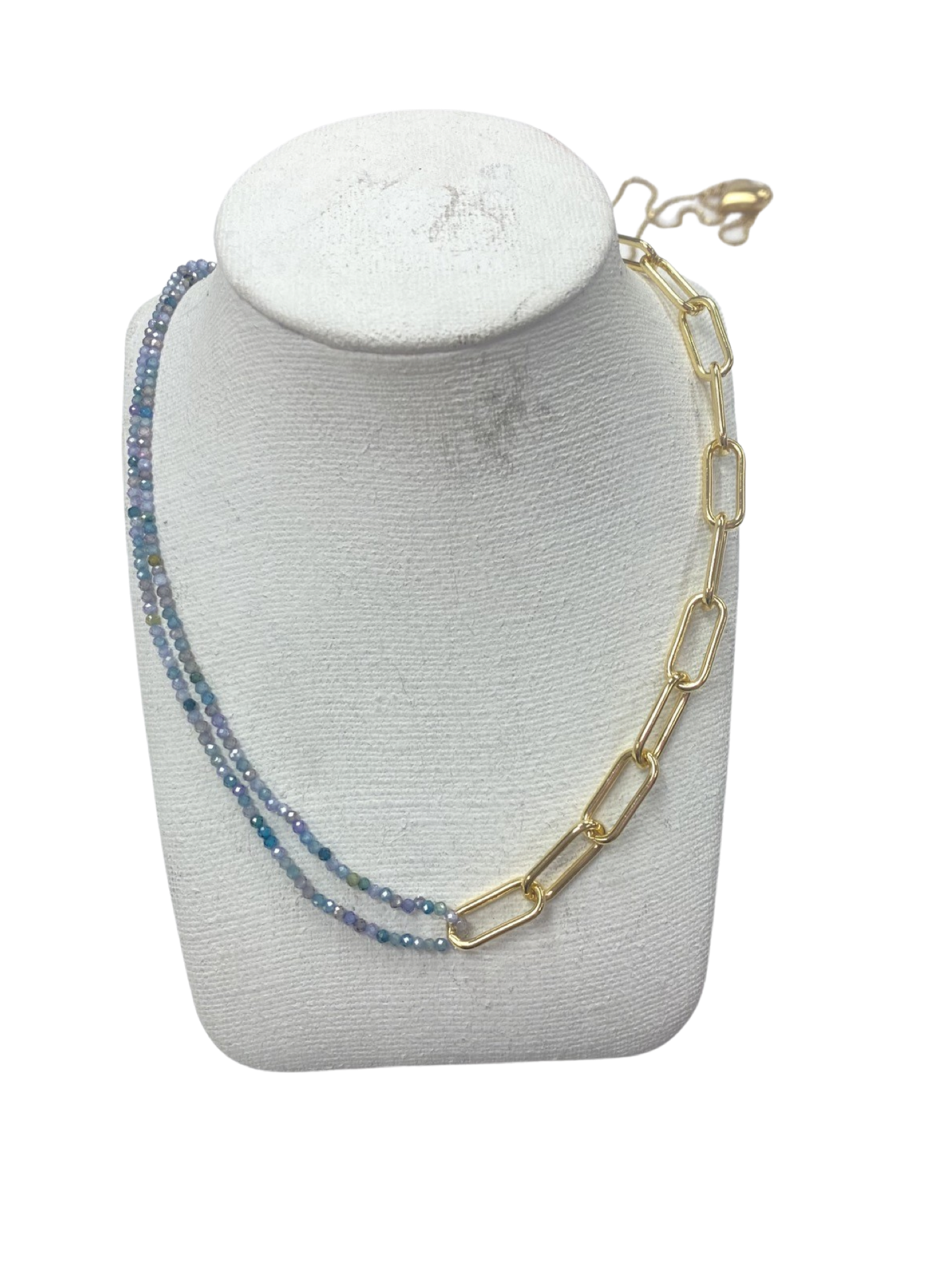 Necklaces- M&E Bling Half Double Beaded and Half Paperclip Necklace