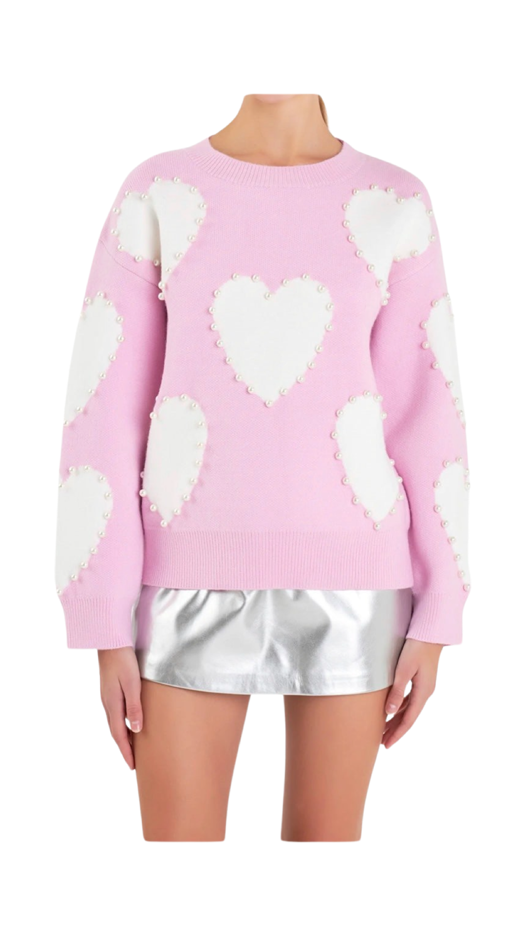 Apparel- English Factory Long Sleeve Heart Sweater