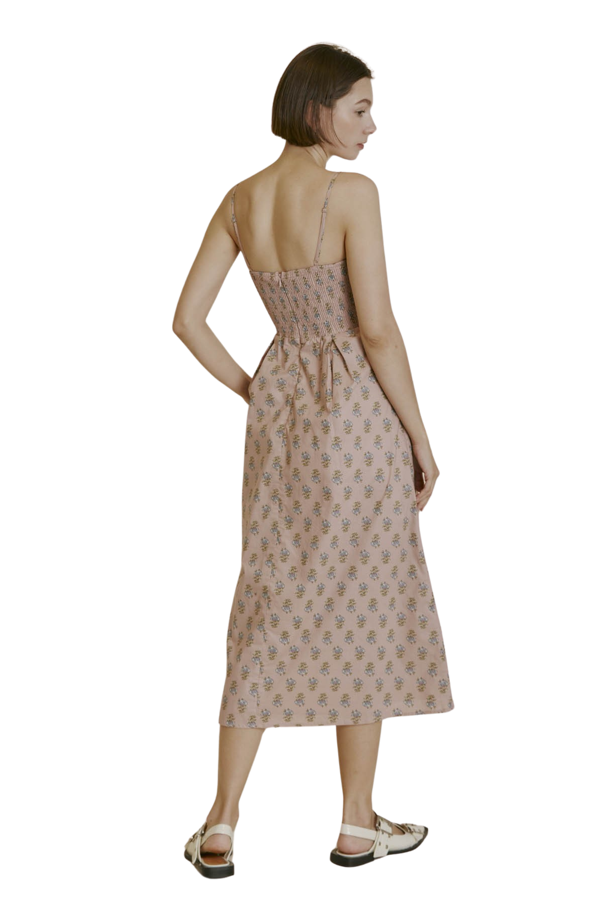 Apparel- Aureum Floral Pleated Midi Dress