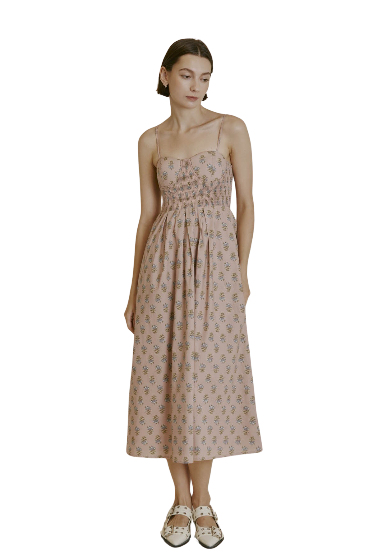 Apparel- Aureum Floral Pleated Midi Dress