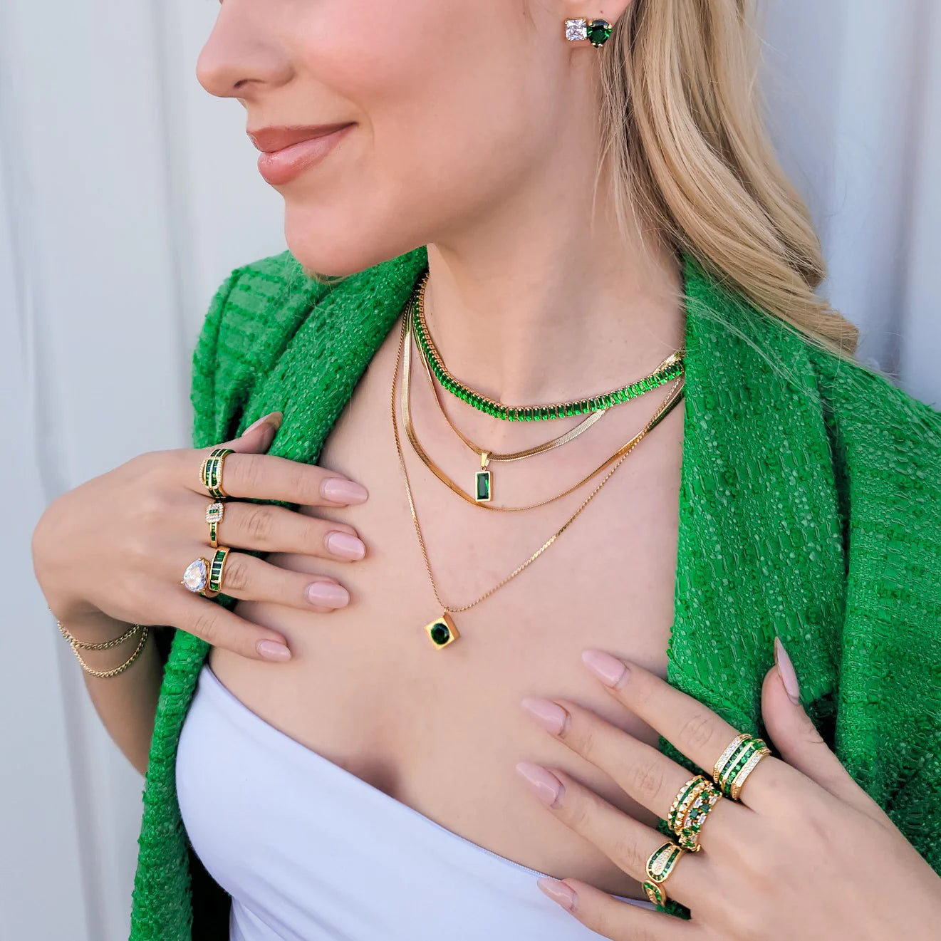 Necklaces- M&E Bling CZ Herringbone Chain 816nk239