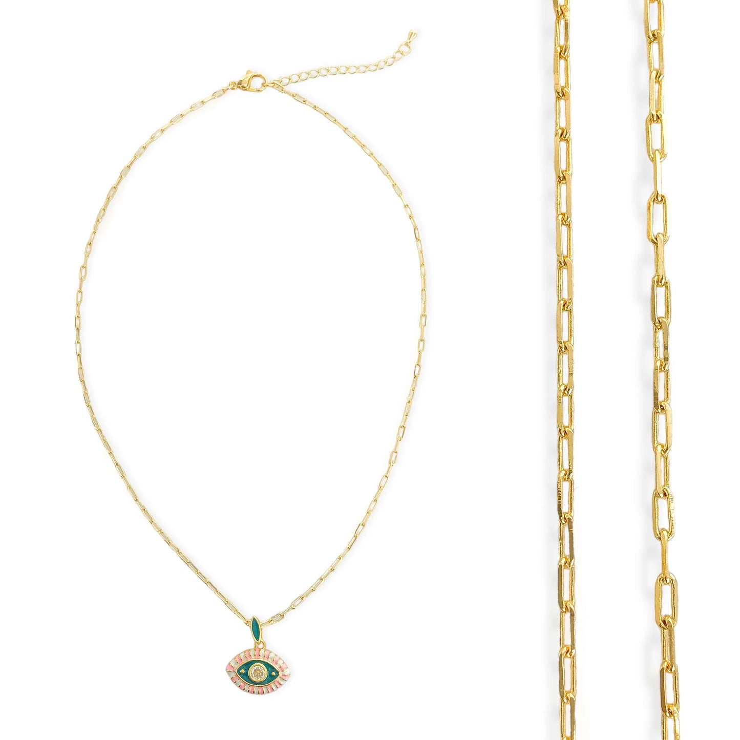 Necklaces- M&E Bling Enamel Eye Necklace