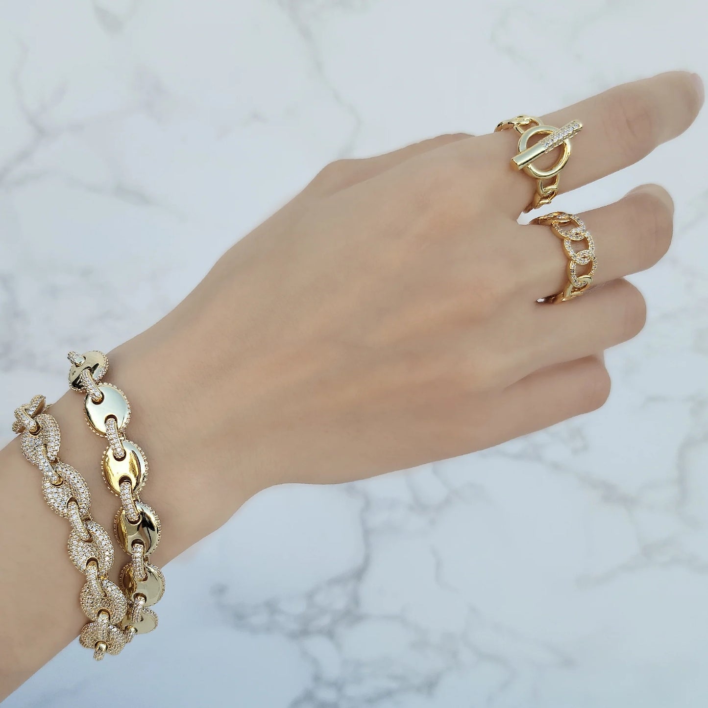 Rings- M&E Bling Curb Chain Ring lrn024