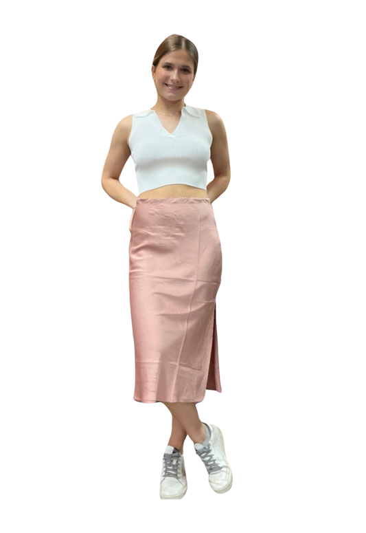 Apparel- The Workshop Side Slit Satin Skirt