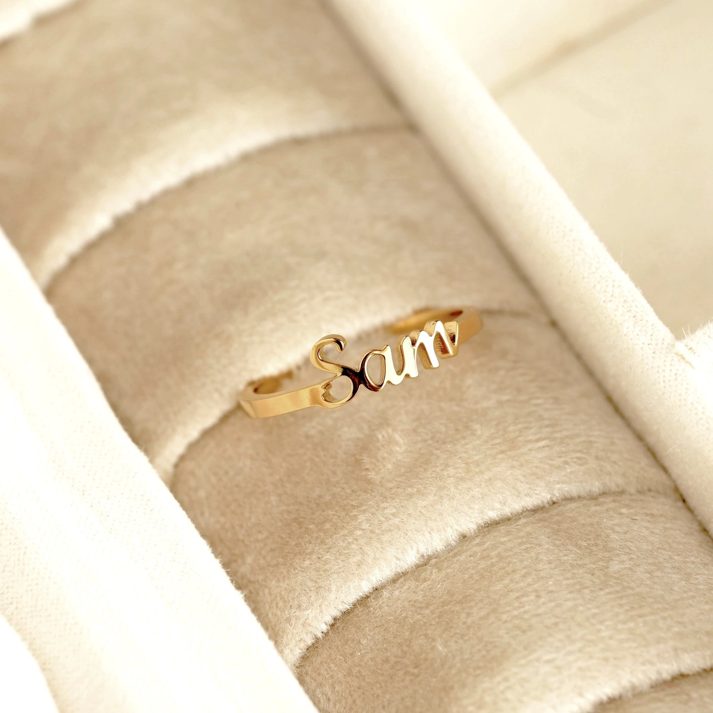Rings- Custom Name Ring 18k Gold Personalized Name Open Ring