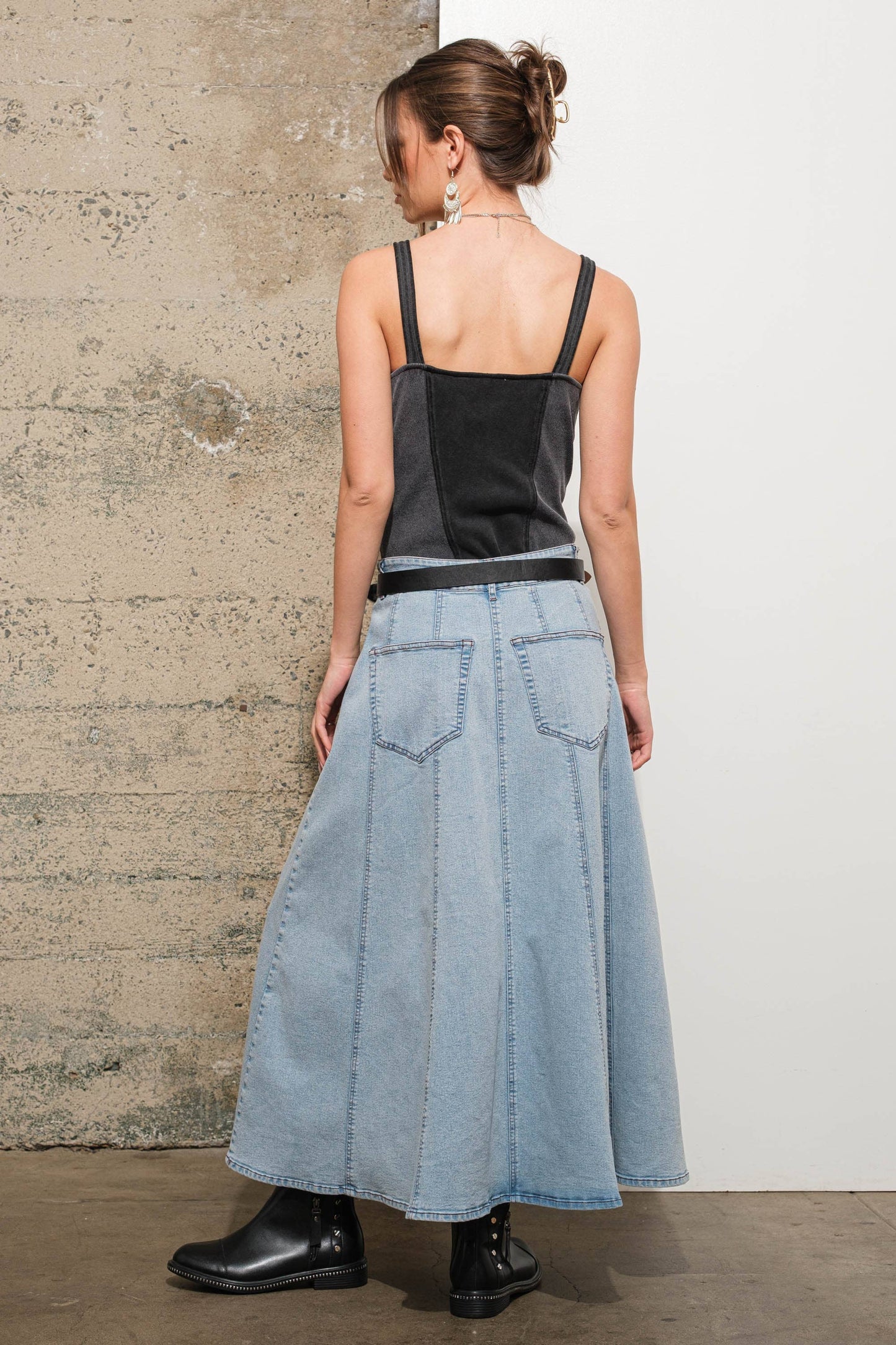 Apparel- Blue B. High Waist Vintage Full Long Maxi Skirt