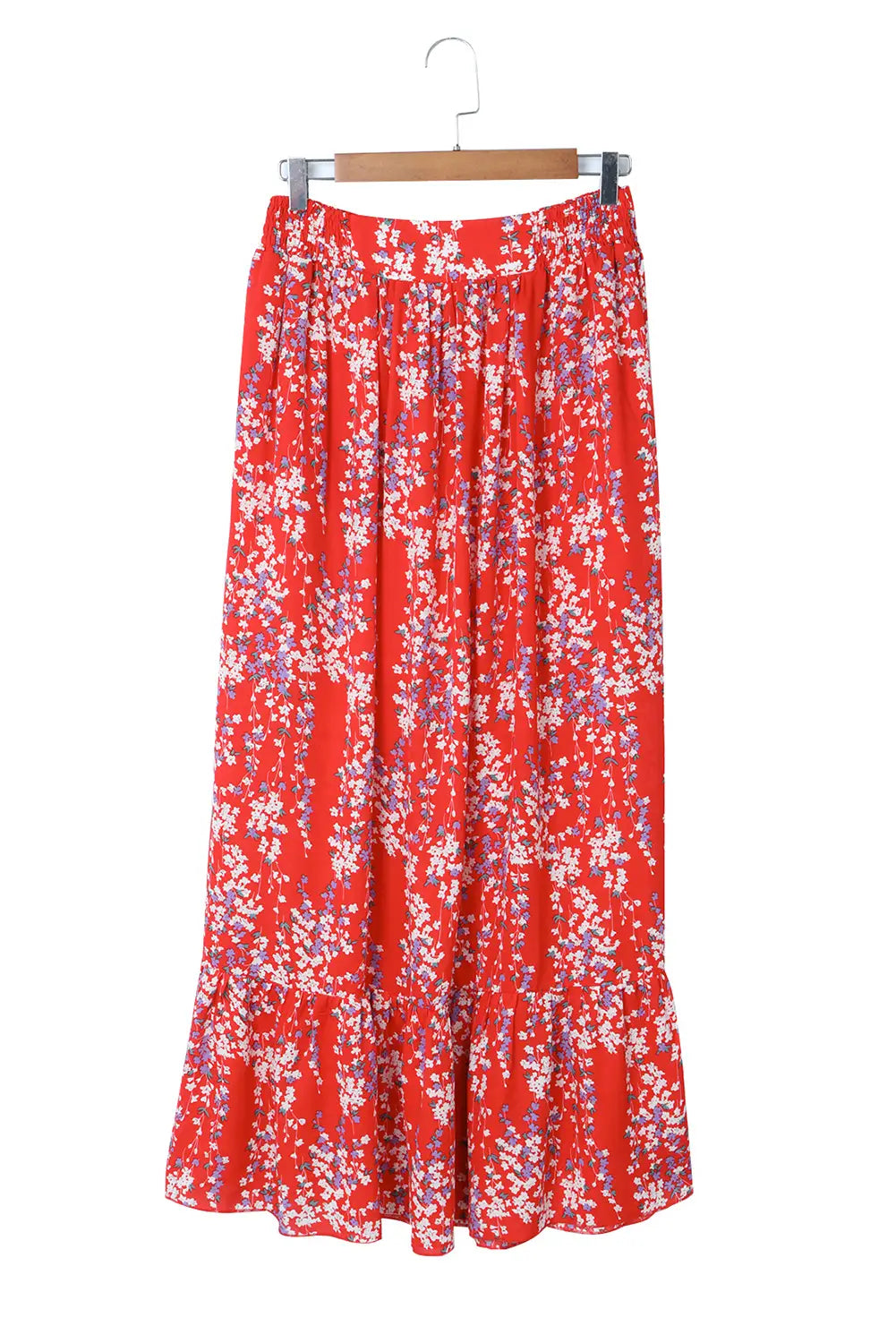 Apparel- PartyEight Multicolor Floral Ruffled Crop Top and Maxi Skirt Set