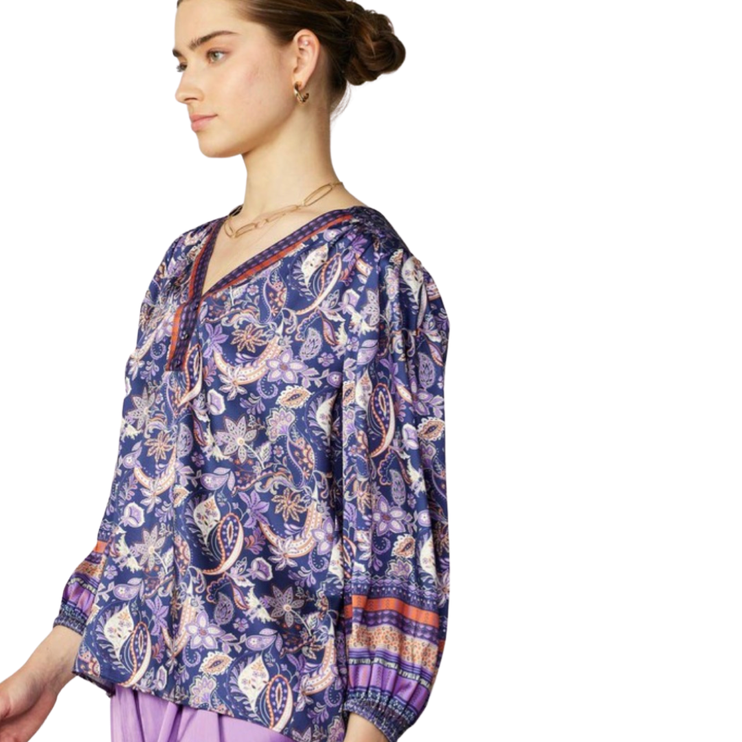 Apparel- Current Air Paisley Border Print Top