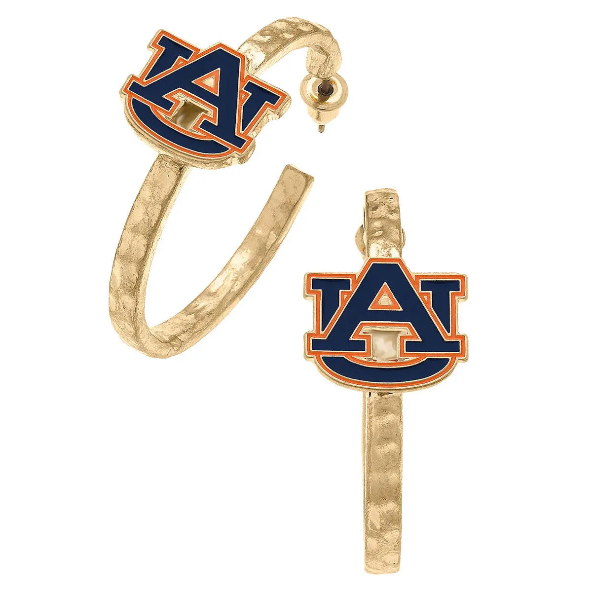 Earrings- Canvas Auburn Tigers Enamel Drop Hoop Earrings