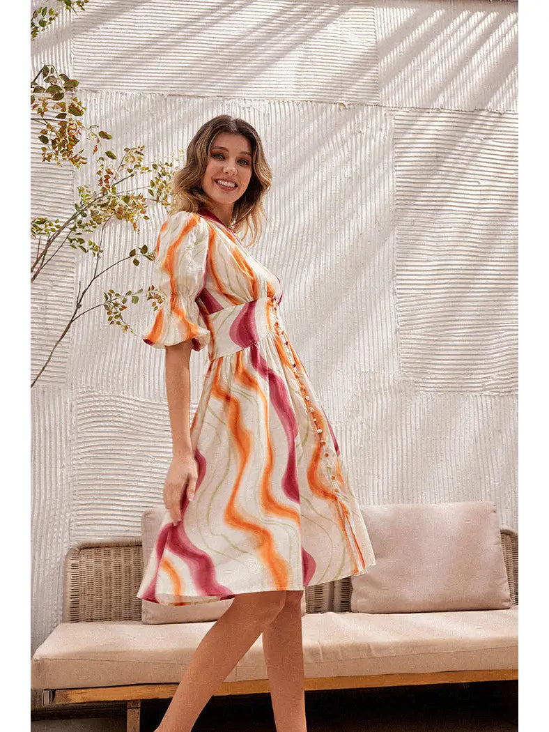 Apparel- Frieeah Emily | Cotton Ripple Print Dress