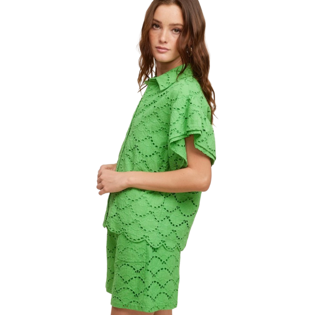 Apparel- Fanco Oversized Eyelet Butterfly Top