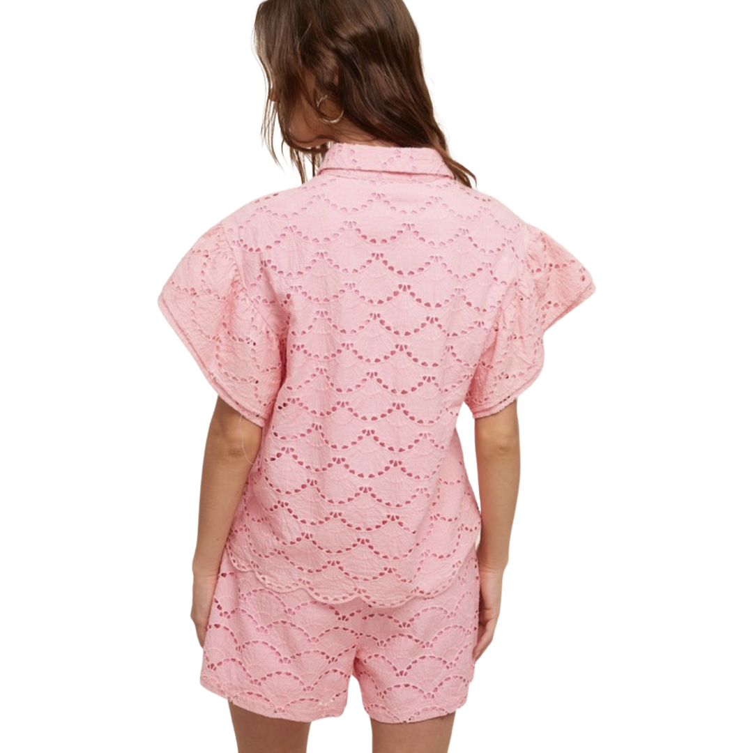 Apparel- Fanco Oversized Eyelet Butterfly Top