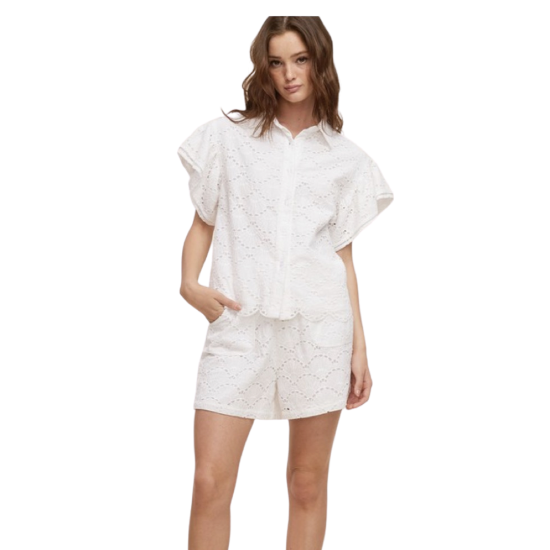 Apparel- Fanco Oversized Eyelet Butterfly Top
