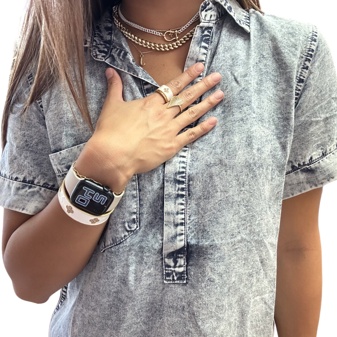 Bracelets- M&E Bling Enamel Clover Cuff