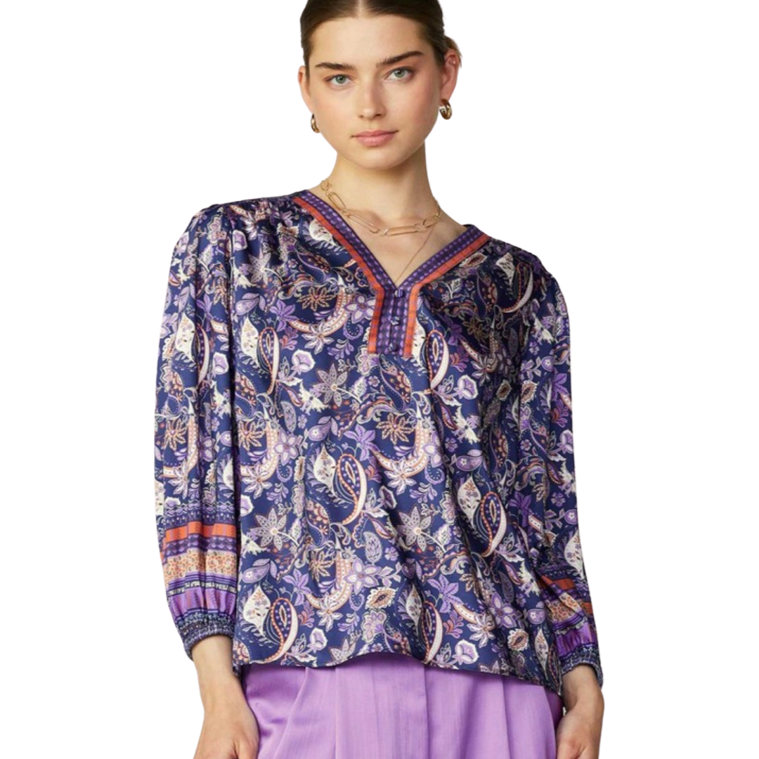 Apparel- Current Air Paisley Border Print Top