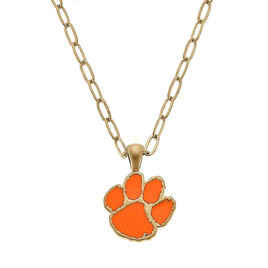 Necklaces- Canvas Clemson Tigers Enamel Pendant Necklace