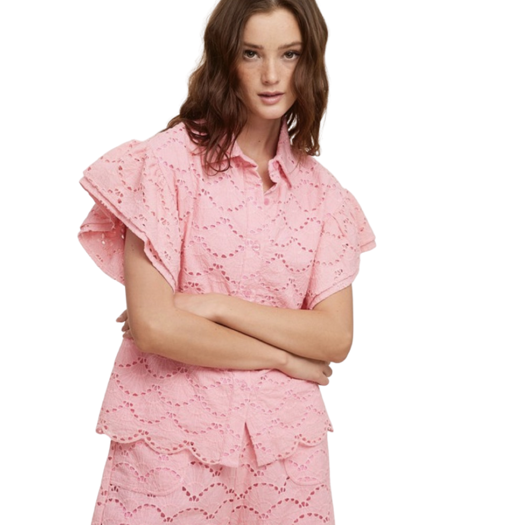 Apparel- Fanco Oversized Eyelet Butterfly Top