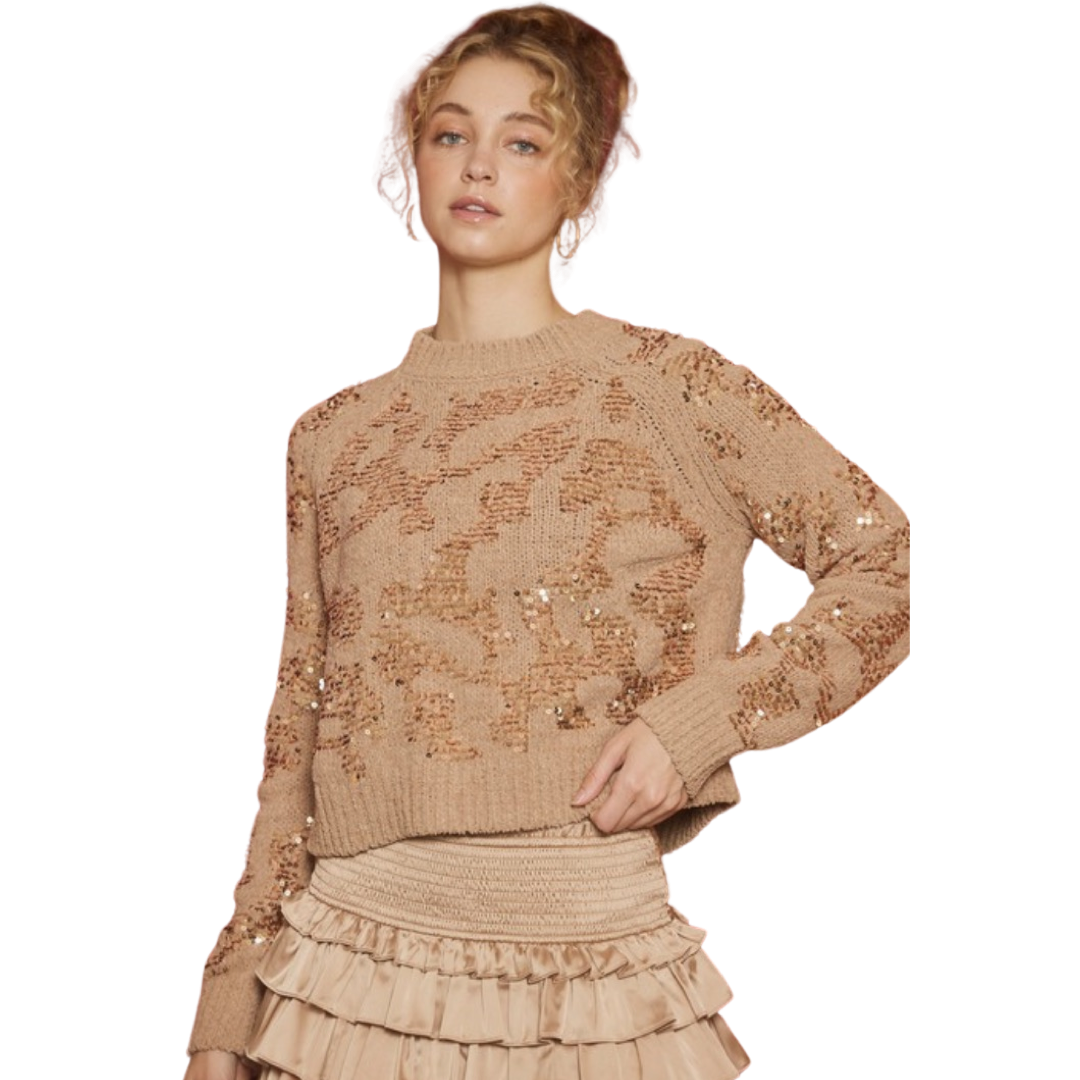 Apparel- Idem Ditto Cropped Sequin Sweater