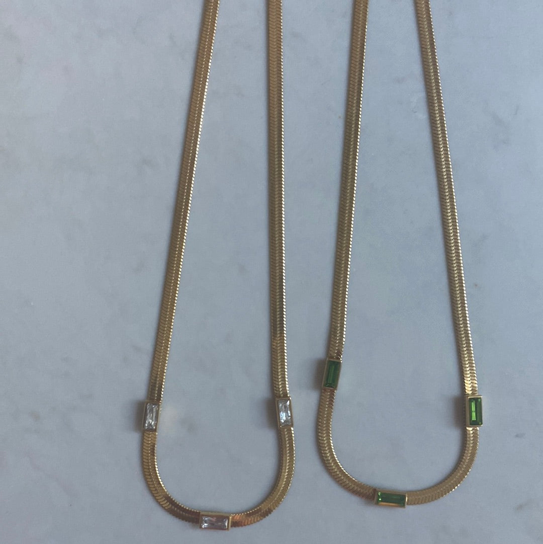 Necklaces- Mila and Stevie Rosa Herringbone with Crystals