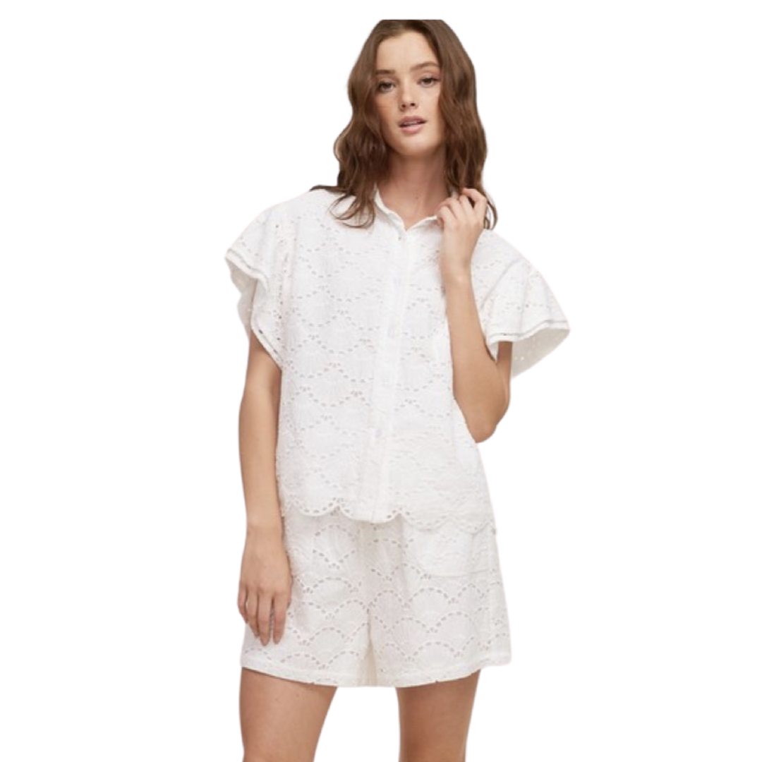Apparel- Fanco Oversized Eyelet Butterfly Top