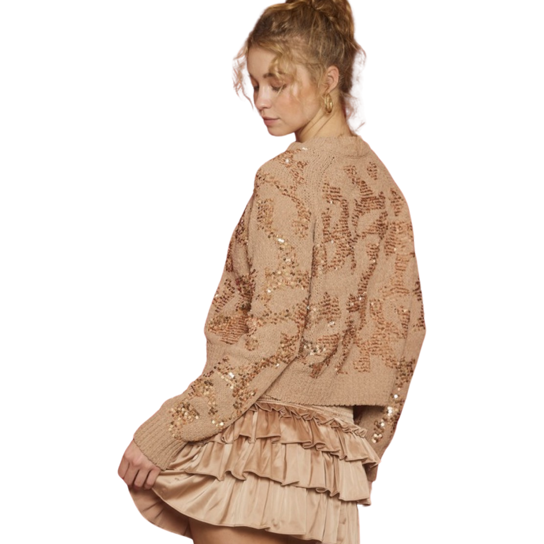 Apparel- Idem Ditto Cropped Sequin Sweater
