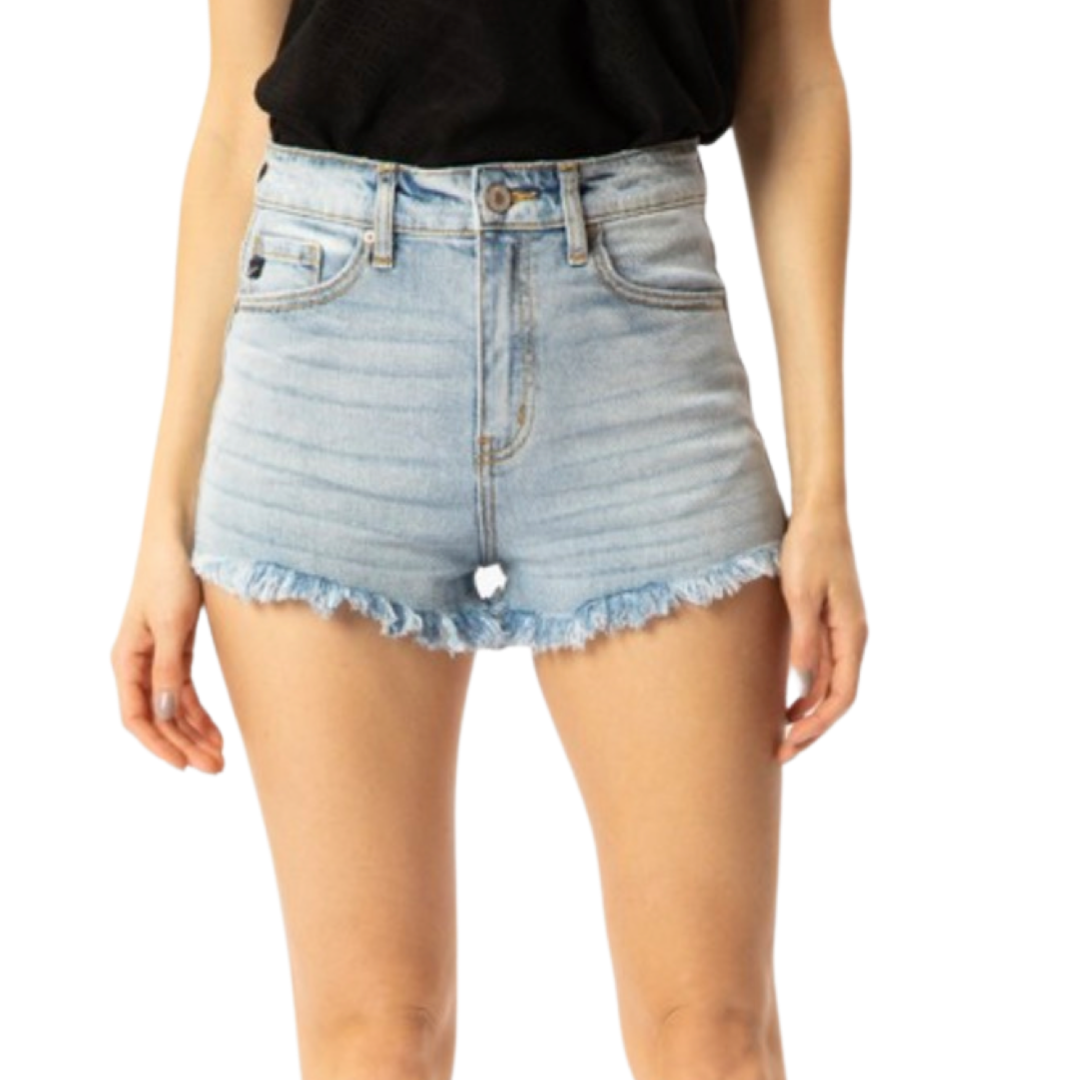 Apparel- Kan Can High Rise Hem Detail Denim Shorts
