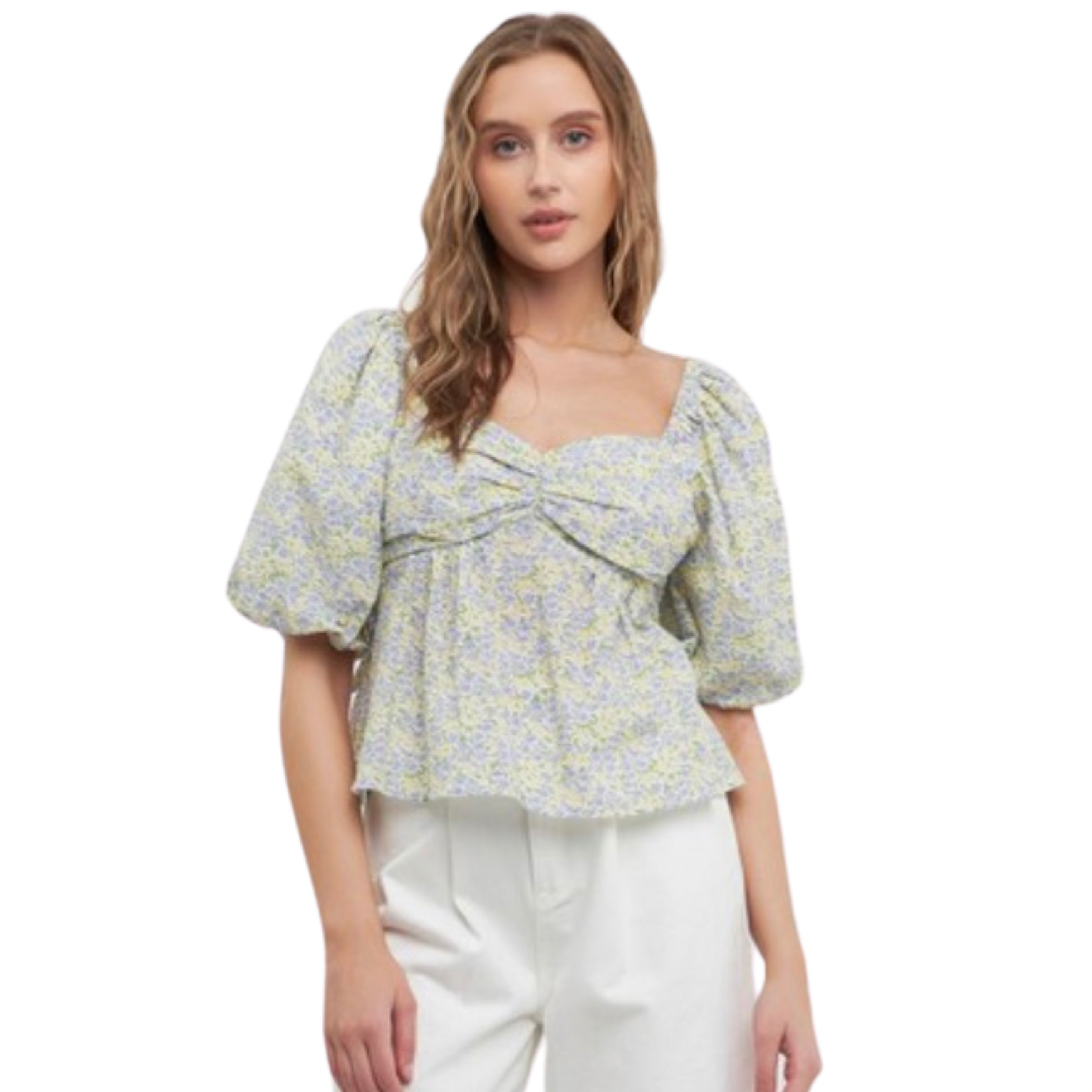 Apparel- Free The Roses Floral Back Tied Top