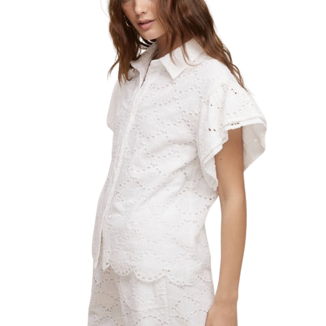 Apparel- Fanco Oversized Eyelet Butterfly Top