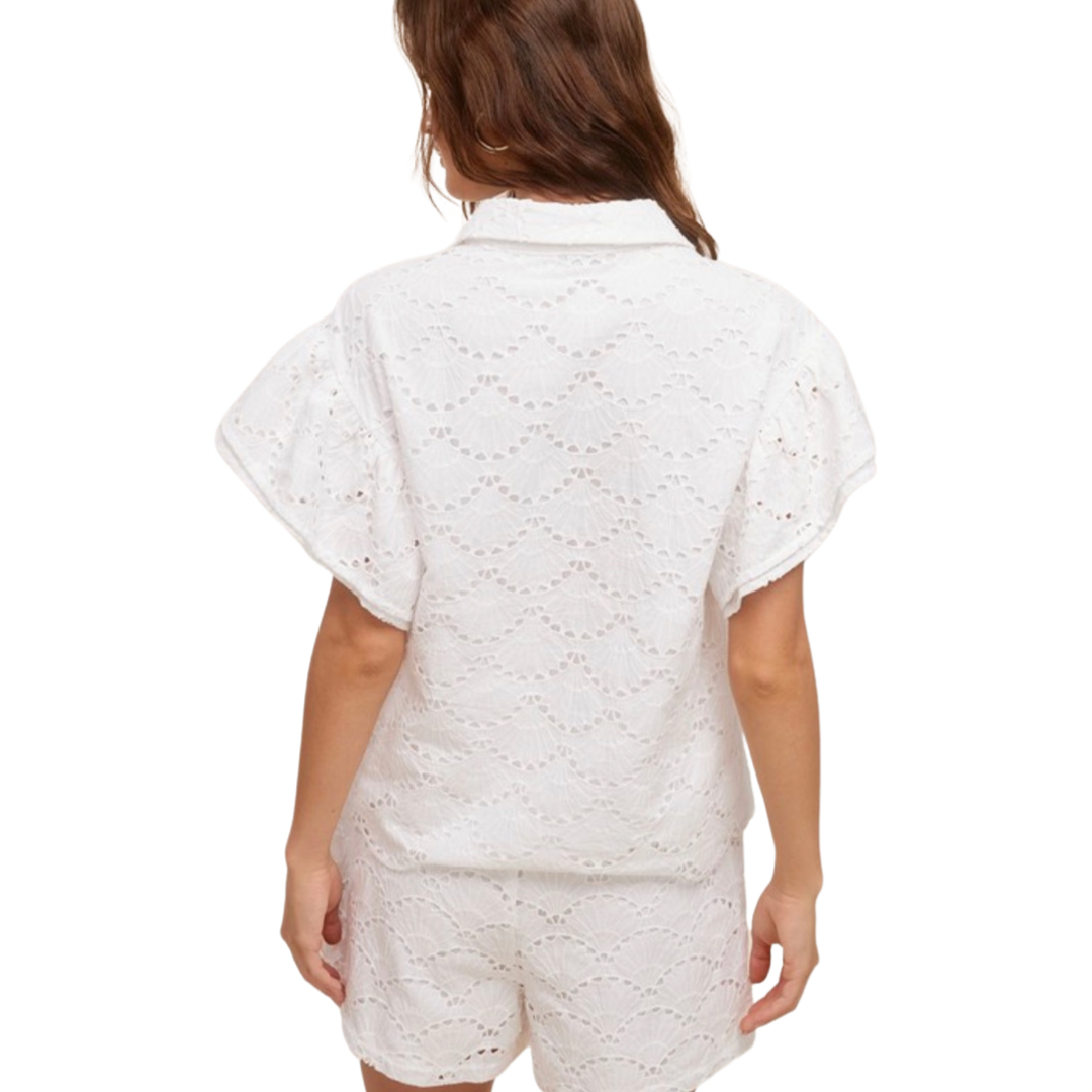 Apparel- Fanco Oversized Eyelet Butterfly Top