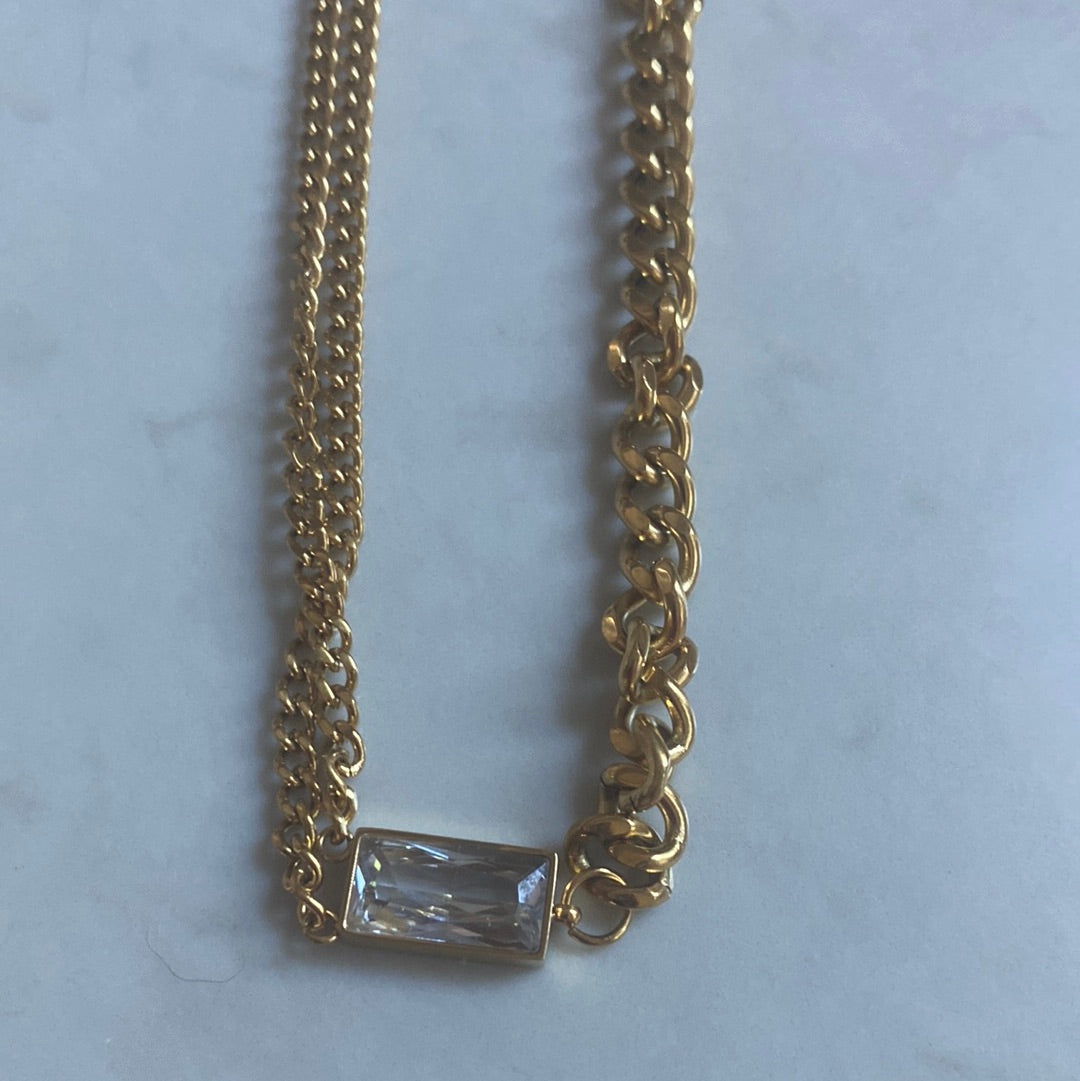 Necklaces- Mila and Stevie Hailee Muti Chain with Crystals Necklace