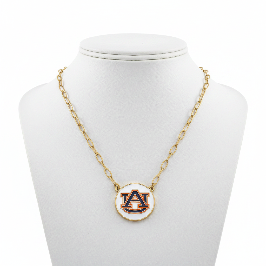 Necklaces- Canvas Auburn Tigers Enamel Pendant