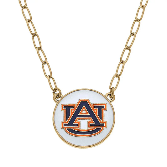 Necklaces- Canvas Auburn Tigers Enamel Pendant