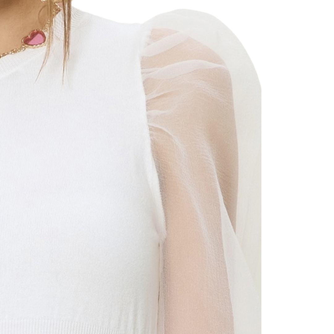 Apparel - Idem Ditto Organza Sleeve Sweater Top