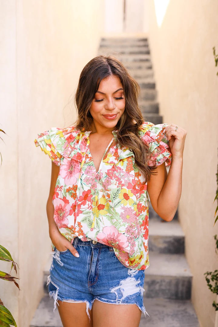Apparel- Buddy Love Carla Ruffle Eyelet Top