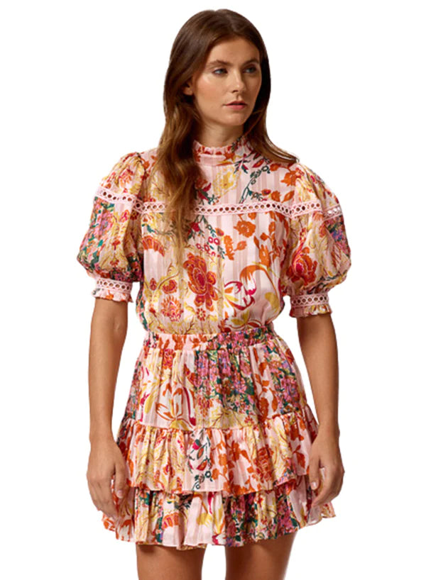 Apparel- Stellah Floral Patchwork Print Mini Skirt