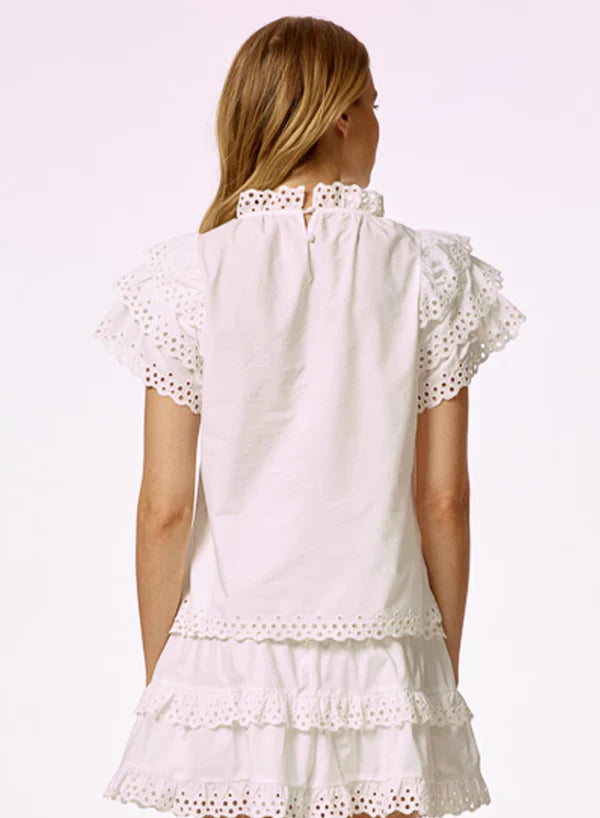 Apparel- Stellah Eyelet Trim Blouse