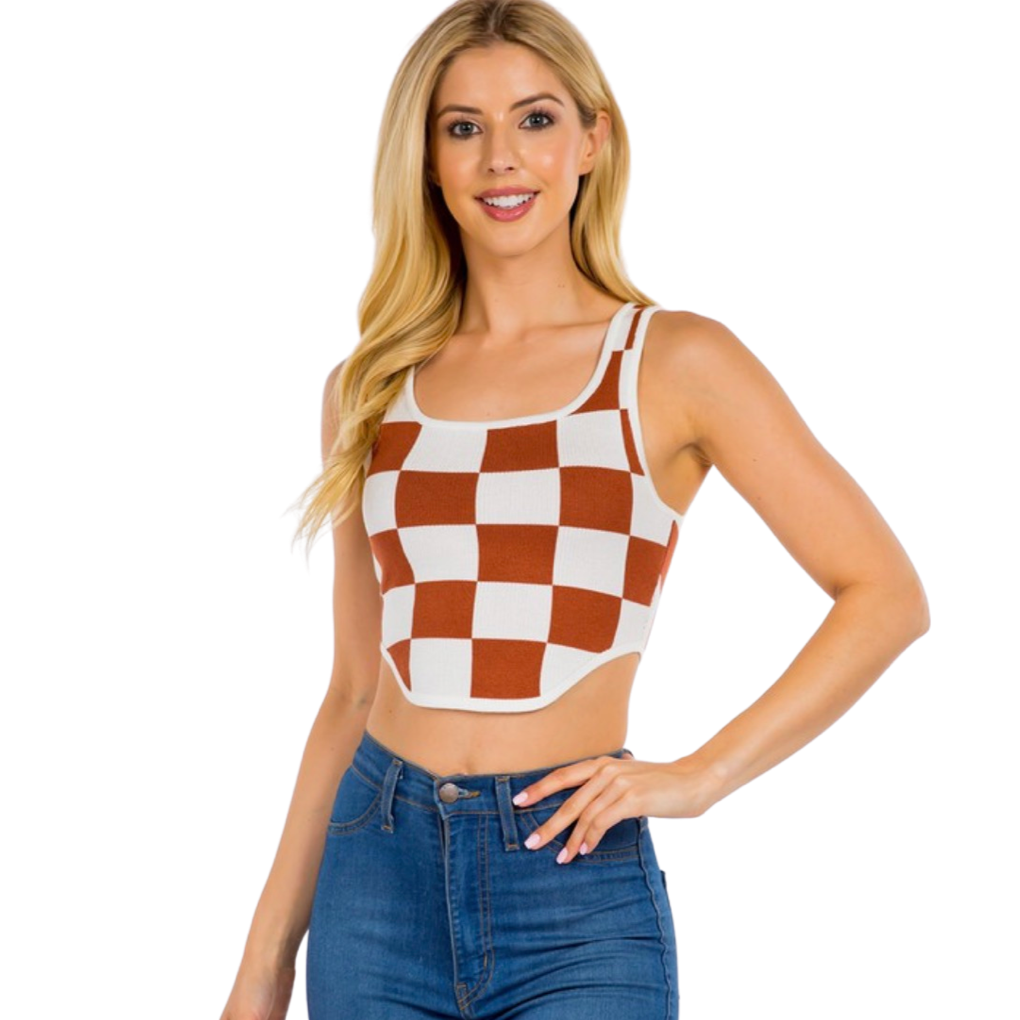 Apparel- Dreamers Checkered Board Band Tank