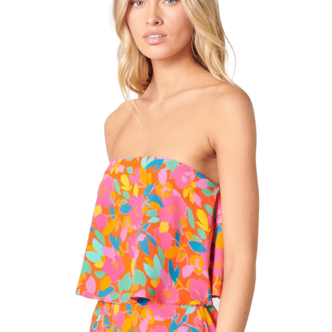 Apparel- Sugarlips Sweet Soul Fruity Floral Strapless Romper