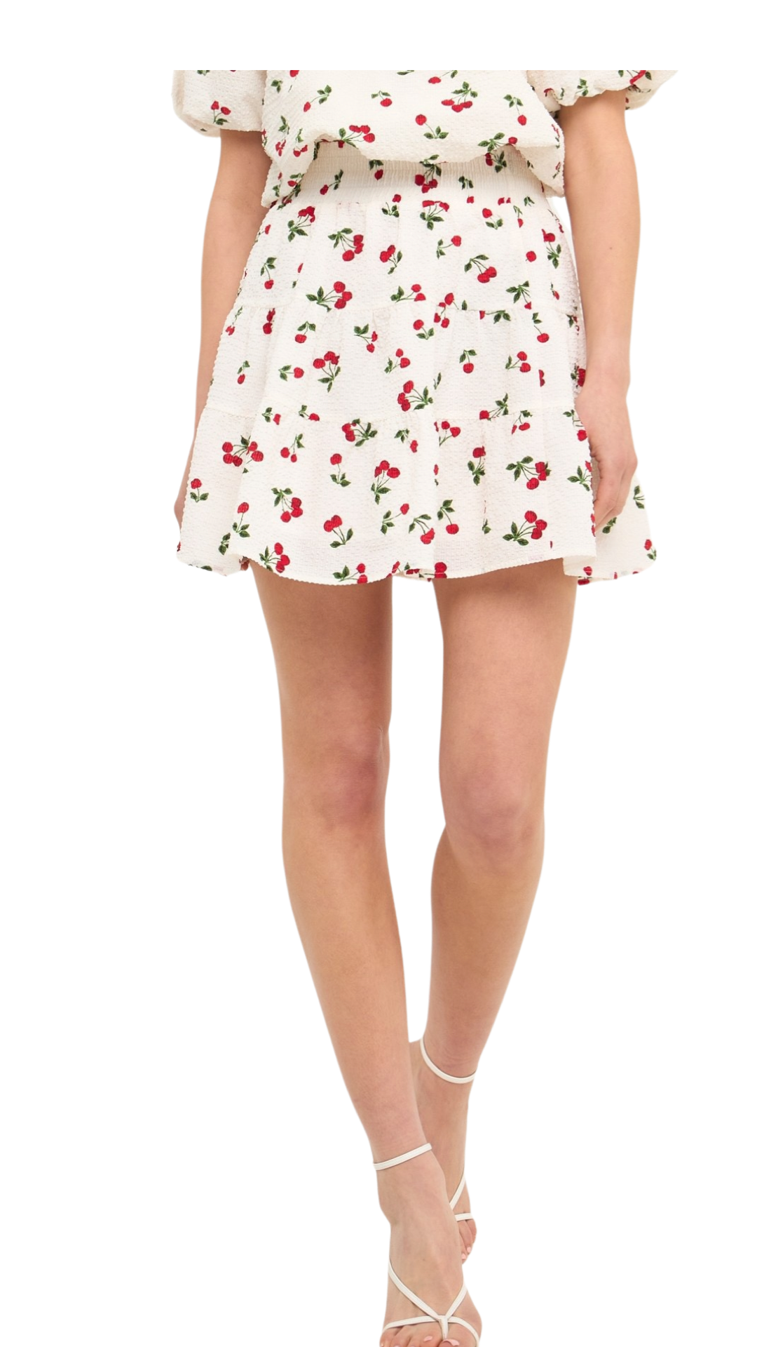 Apparel- English Factory Cherry Print Mini Skirt