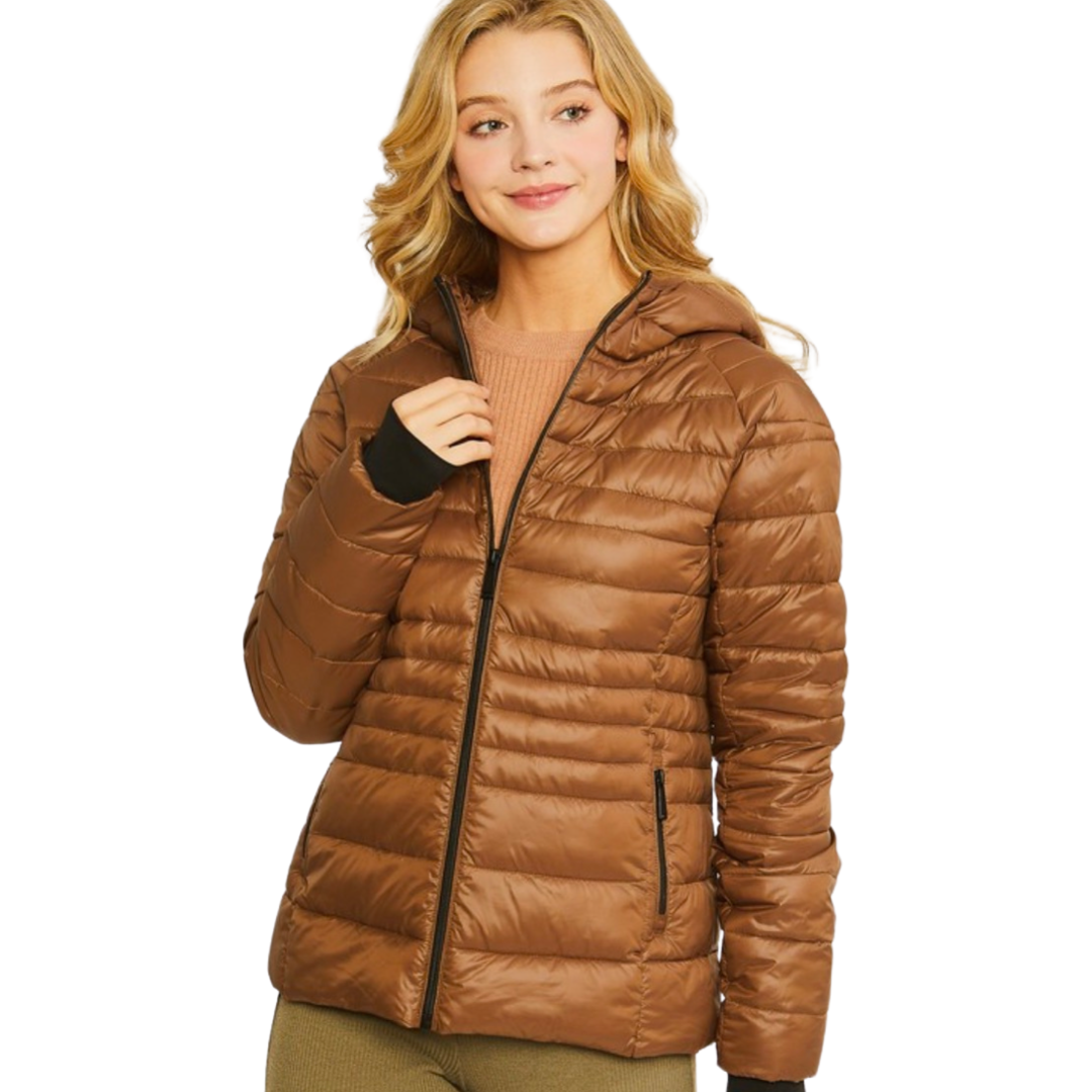 Apparel Love Tree Contrast Trim Puffer Jacket Milla Ella Co