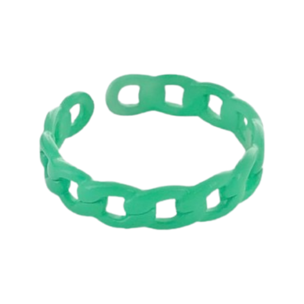 Rings- M&E Bling Enamel Thin Curb Chain Ring