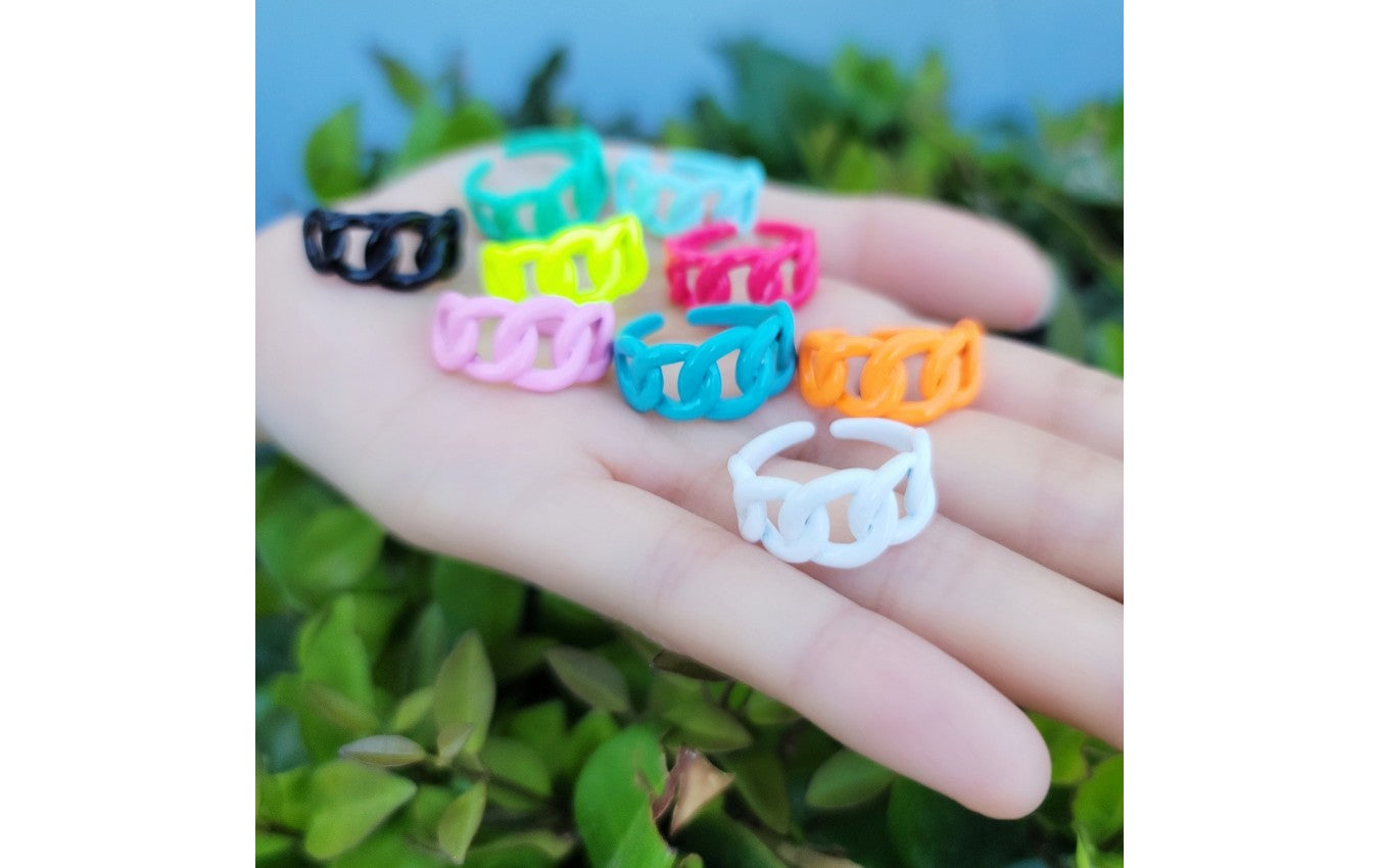 Rings- M&E Bling Large Enamel Curb Chain Ring