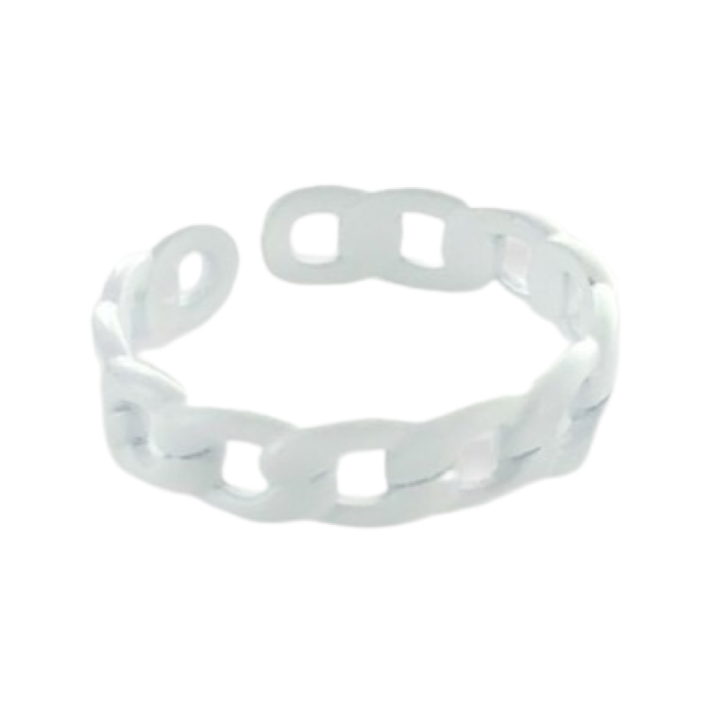 Rings- M&E Bling Enamel Thin Curb Chain Ring