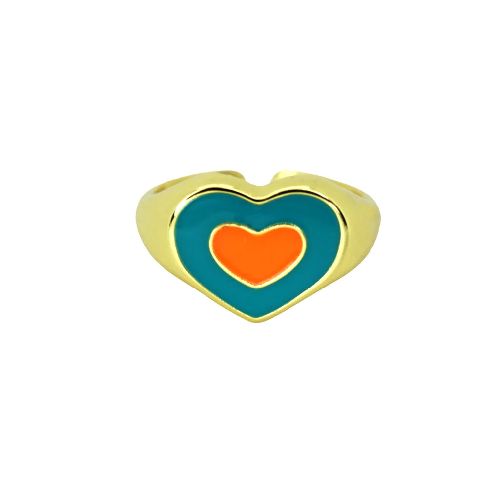 Rings- M&E Bling Heart Shaped Multi-Colored Rings
