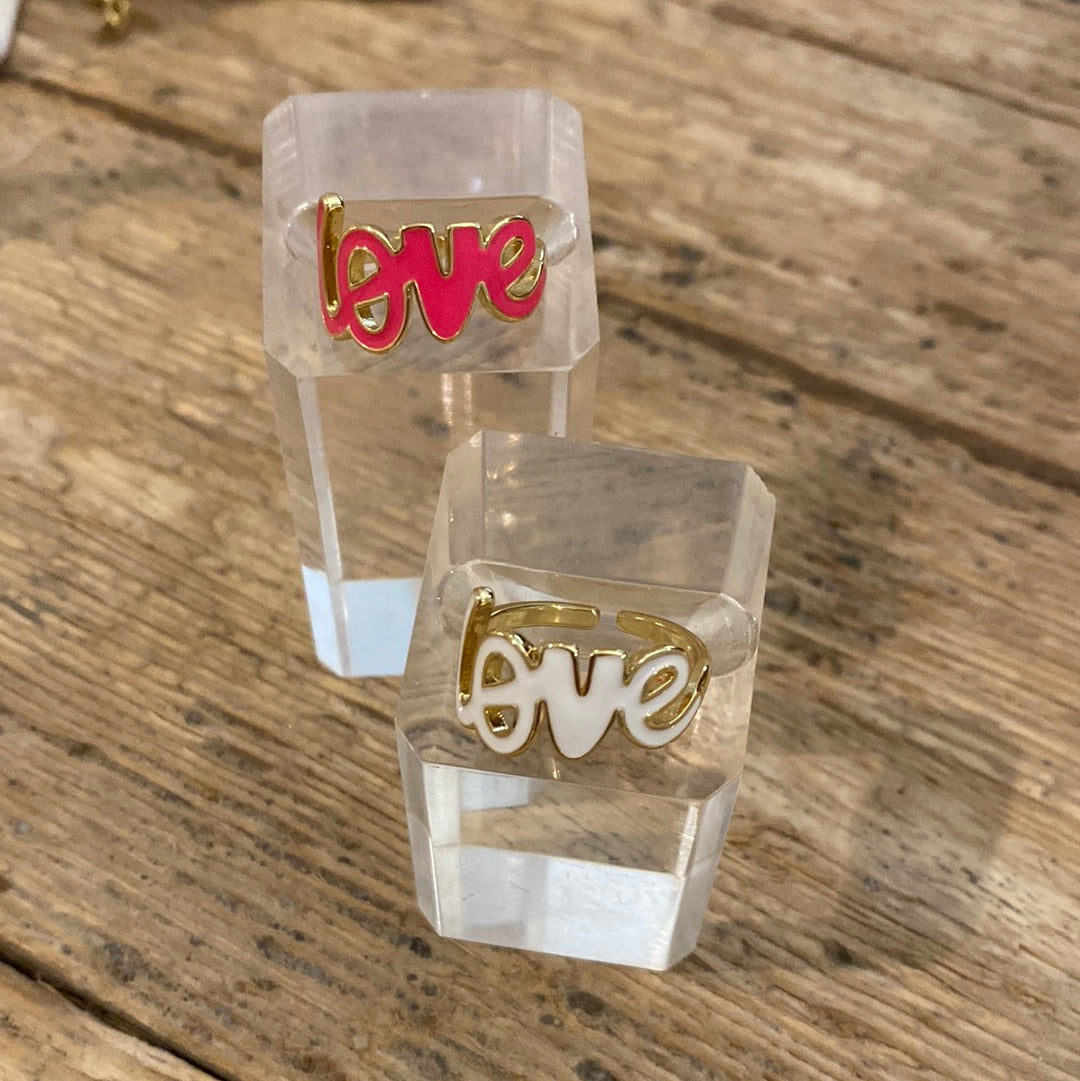 The Rings- M&E Bling Cursive LOVE Colored Enamel Rings