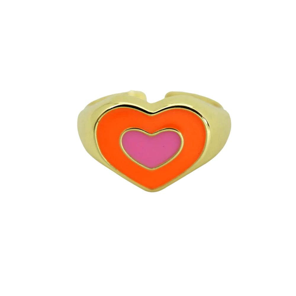 Rings- M&E Bling Heart Shaped Multi-Colored Rings