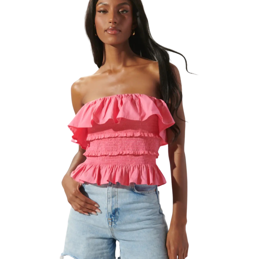 Apparel- Sugarlips Vista Smocked Ruffle Tube Top